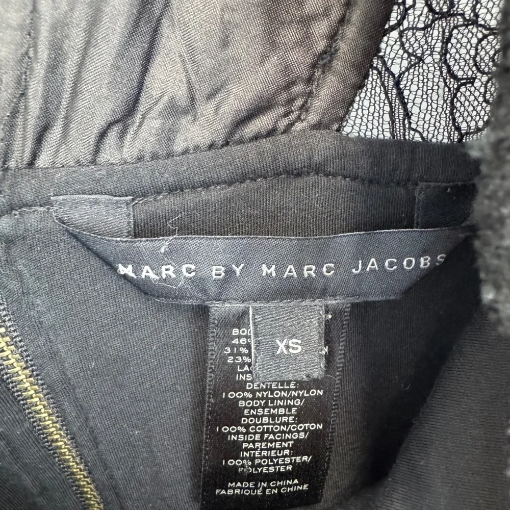 Marc by Marc Jacobs Black Lace Inset Zip Back Dress‎ Short Sleeve XS